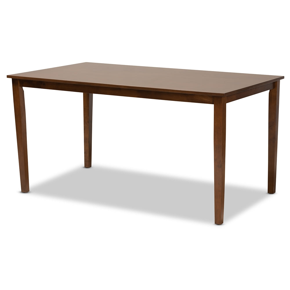 Lanier Modern and Contemporary Grey Fabric Upholstered and Walnut Brown Finished Wood 7-Piece Dining Set