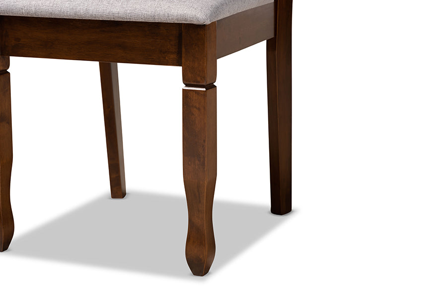 Lanier Modern and Contemporary Grey Fabric Upholstered and Walnut Brown Finished Wood 2-Piece Dining Chair Set