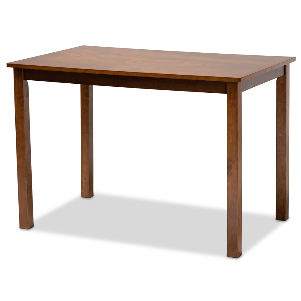 Lanier Modern and Contemporary Grey Fabric Upholstered and Walnut Brown Finished Wood 5-Piece Dining Set