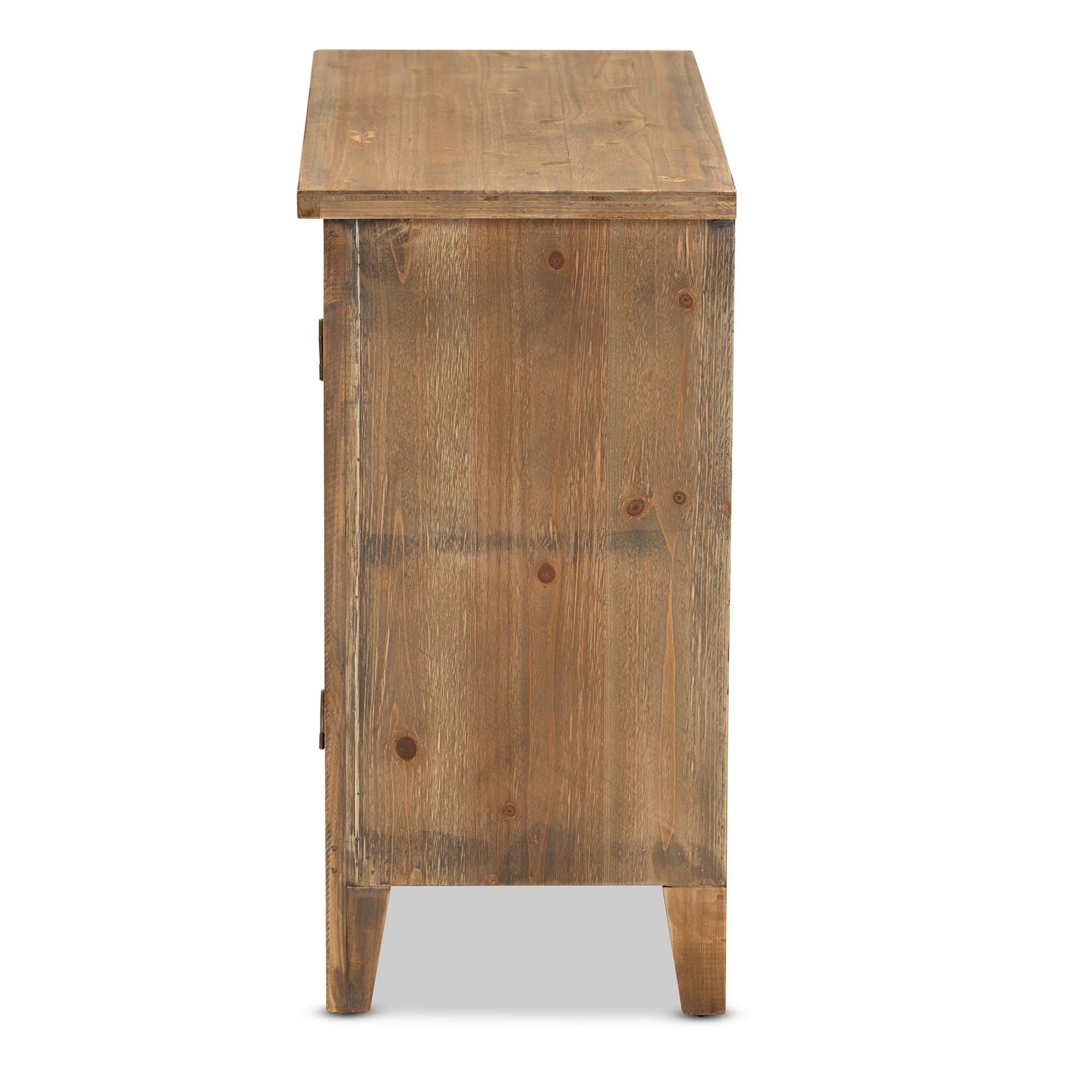Clement Rustic Transitional Medium Oak Finished 2-Door Wood Spindle Accent Storage Cabinet