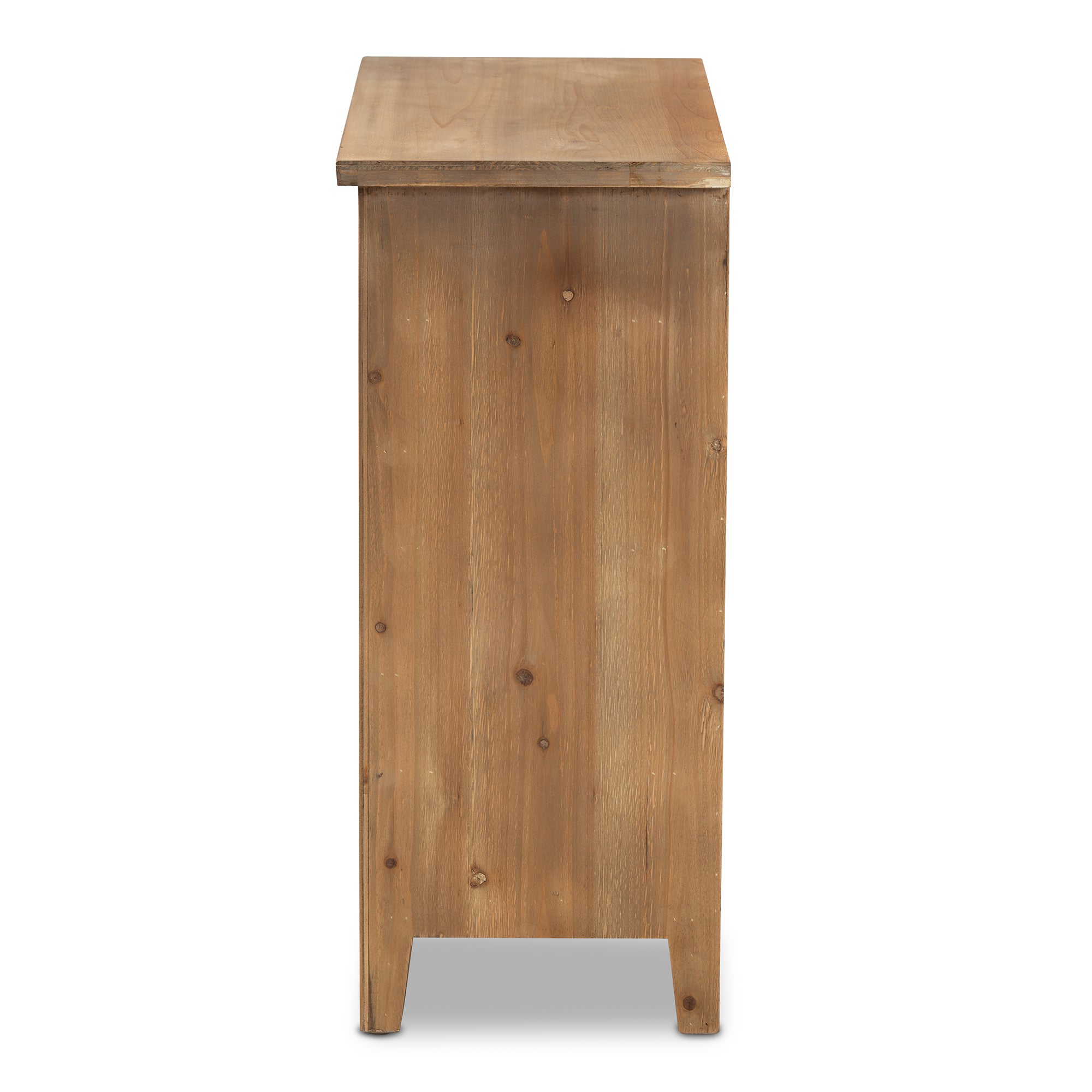 Clement Rustic Transitional Medium Oak Finished 3-Drawer Wood Spindle Storage Cabinet