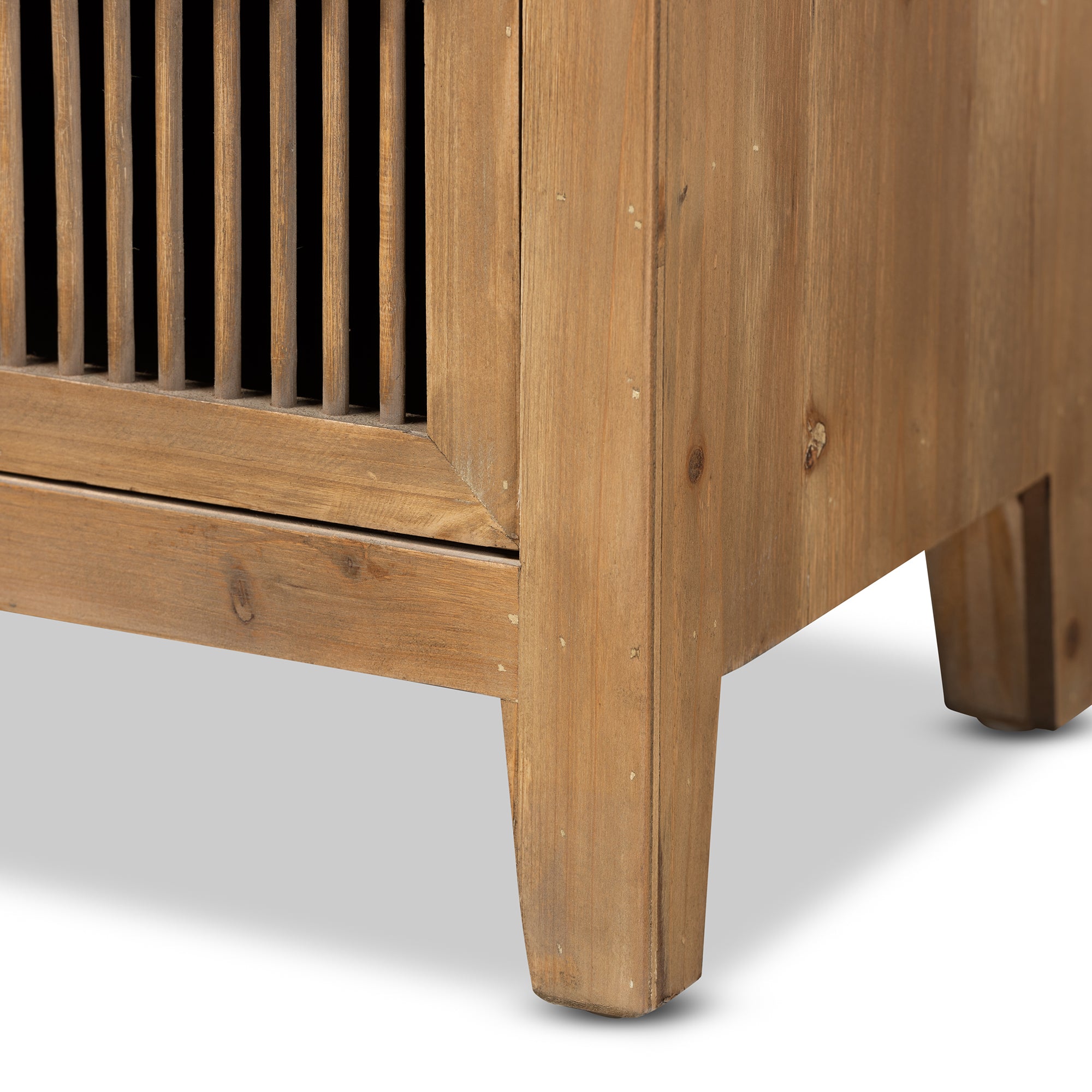Clement Rustic Transitional Medium Oak Finished 3-Drawer Wood Spindle Storage Cabinet