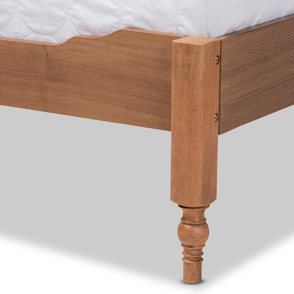 Danielle Rustic Ash Walnut Brown Finished Full Size Bed with Shelves