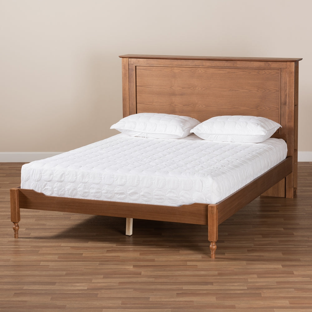 Danielle Rustic Ash Walnut Brown Finished Full Size Bed with Shelves