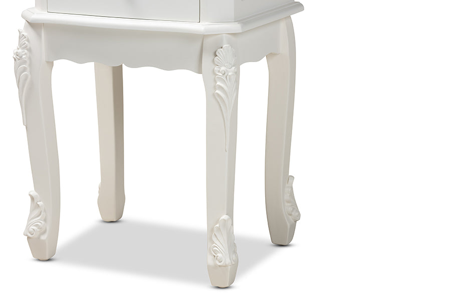 Sophia Classic and Traditional French White Finished Wood 2-Drawer End Table