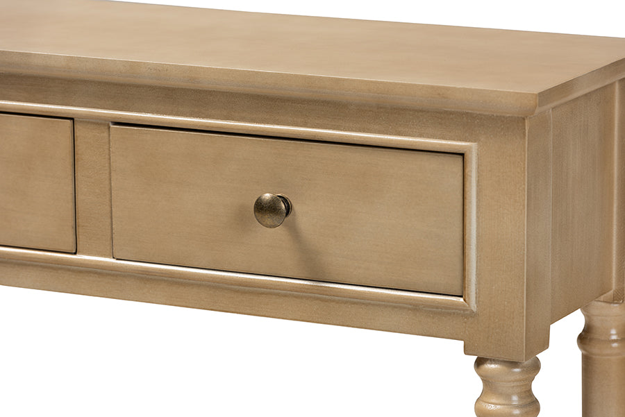 Calvin Classic and Traditional French Farmhouse Oak Brown Finished Wood 3-Drawer Entryway Console Table
