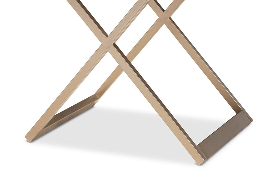 Patricia Modern and Contemporary Black Finished Wood and Powder Coated Brass Effect Metal 1-Drawer End Table
