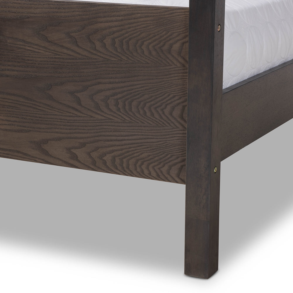 Natasha Grey and Dark Grey Oak Finished Wood King Size Platform Canopy Bed