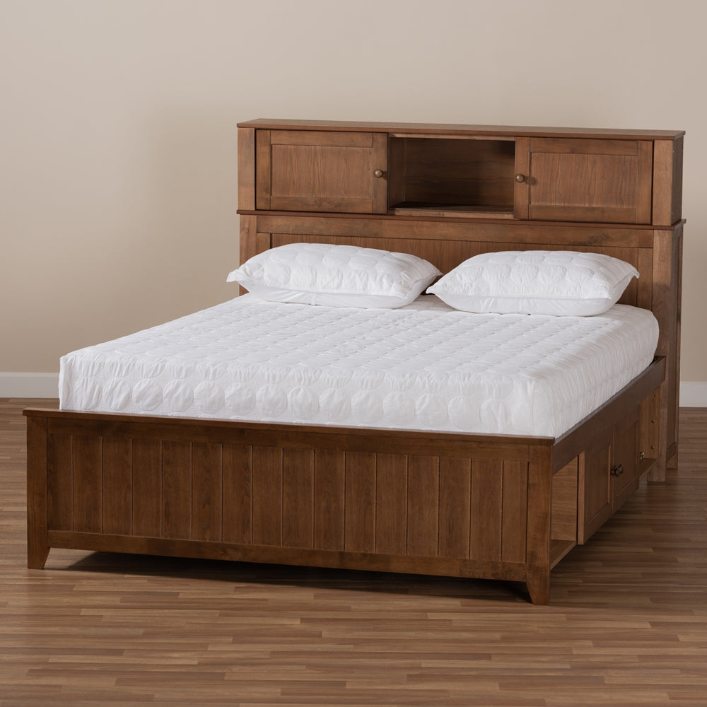 Riko Walnut Brown Finished Wood Queen Size Platform Storage Bed