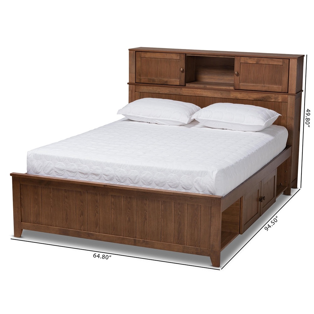 Riko Walnut Brown Finished Wood Queen Size Platform Storage Bed