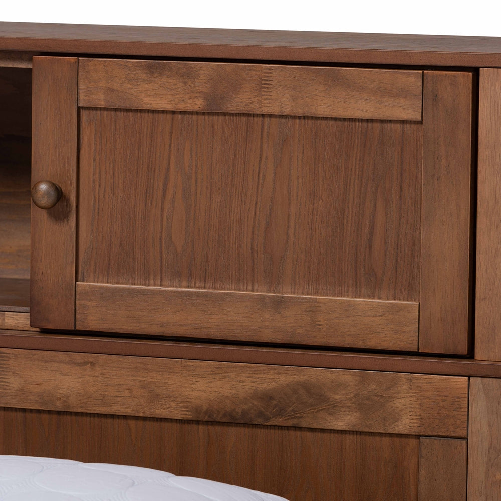 Riko Walnut Brown Finished Wood Queen Size Platform Storage Bed