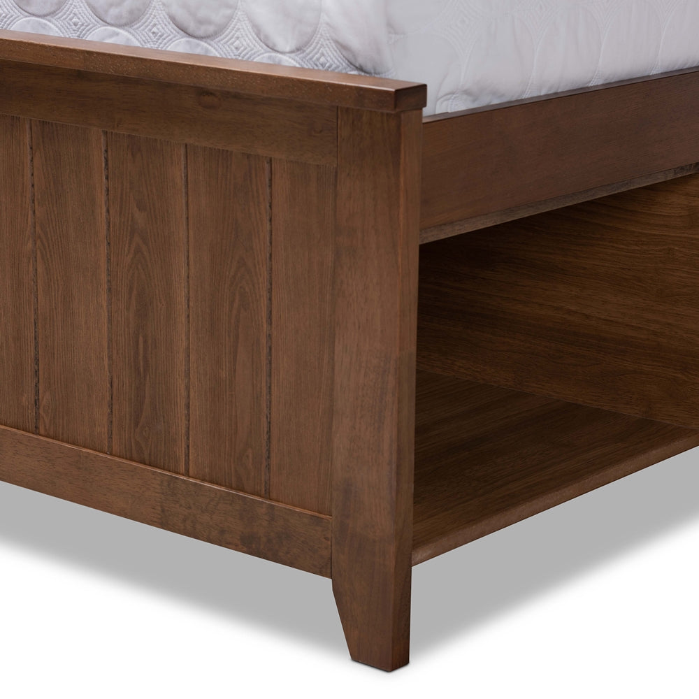 Riko Walnut Brown Finished Wood Queen Size Platform Storage Bed