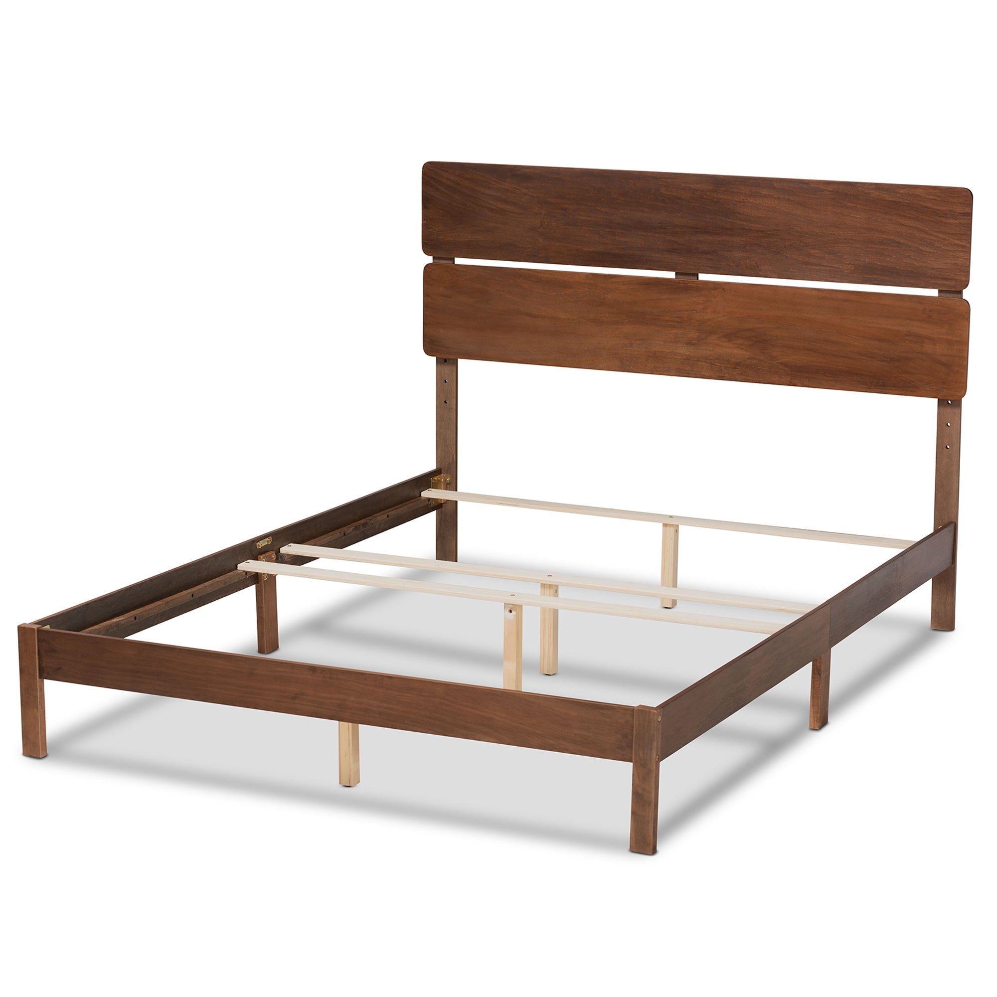 Anthony Modern and Contemporary Walnut Brown Finished Wood King Size Panel Bed