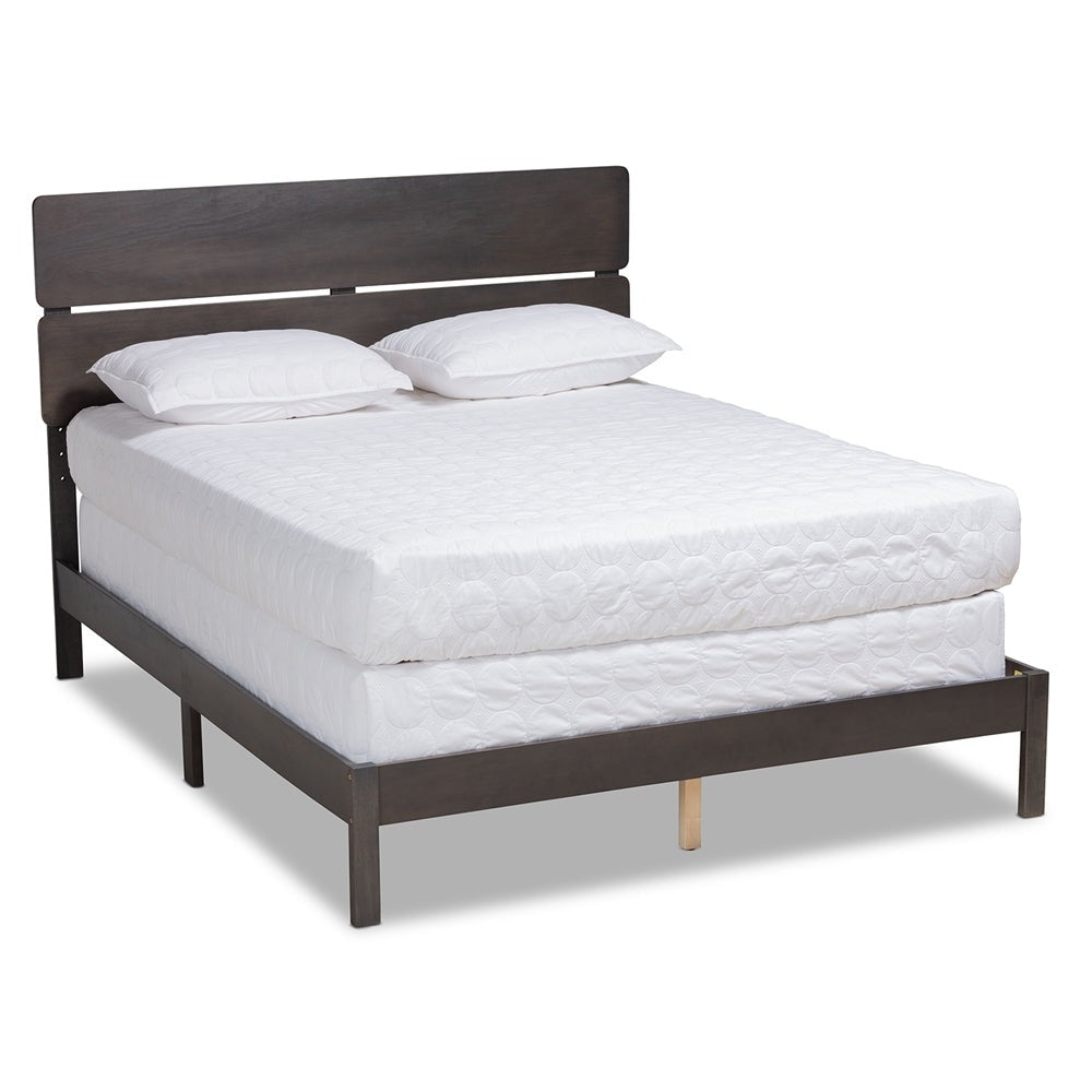 Anthony Dark Grey Oak Finished Wood King Size Panel Bed