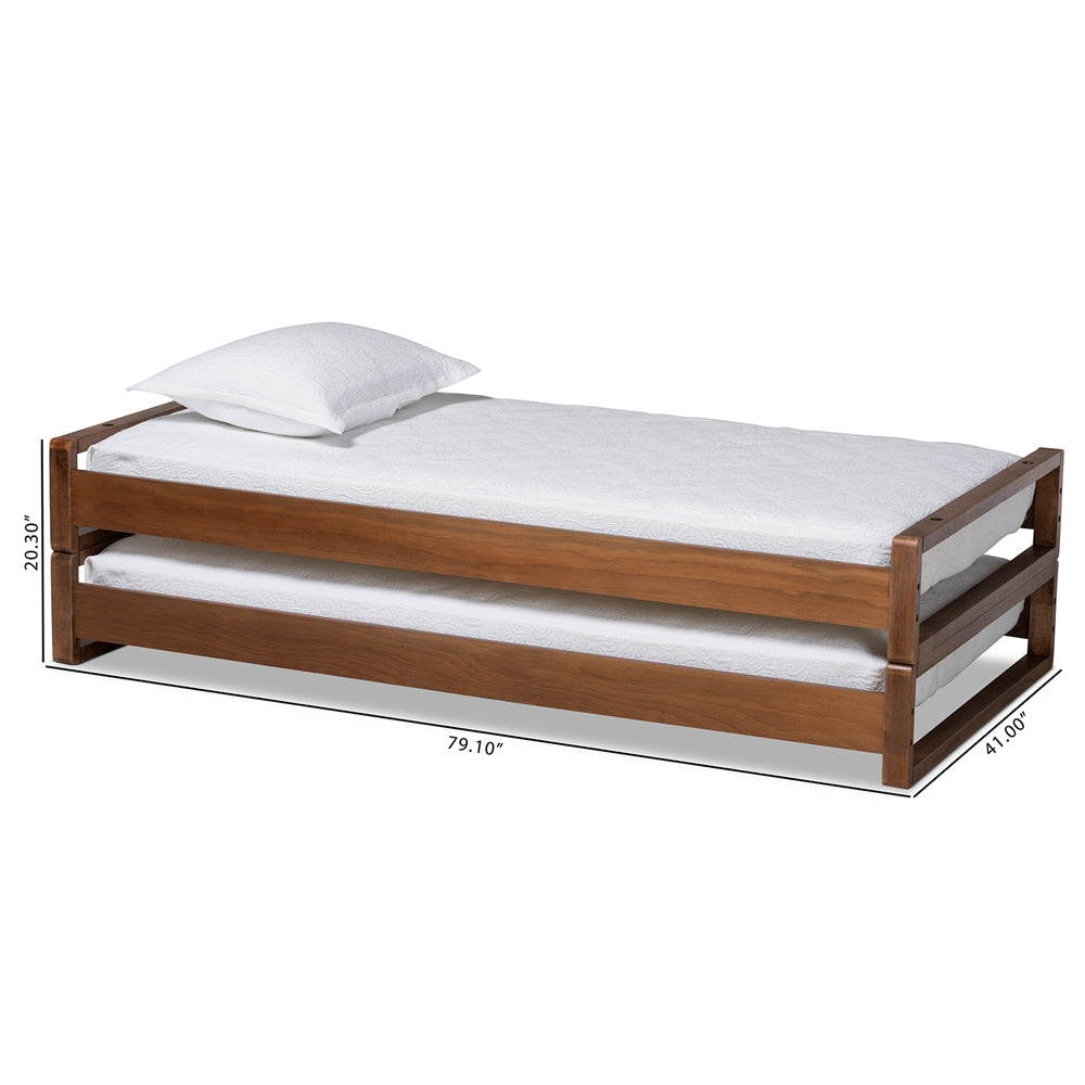 Klara Walnut Finished Wood Expandable Twin Size To King Size Bed Frame