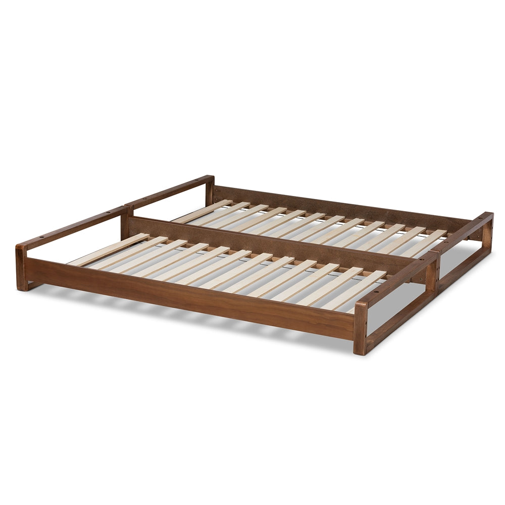 Klara Walnut Finished Wood Expandable Twin Size To King Size Bed Frame