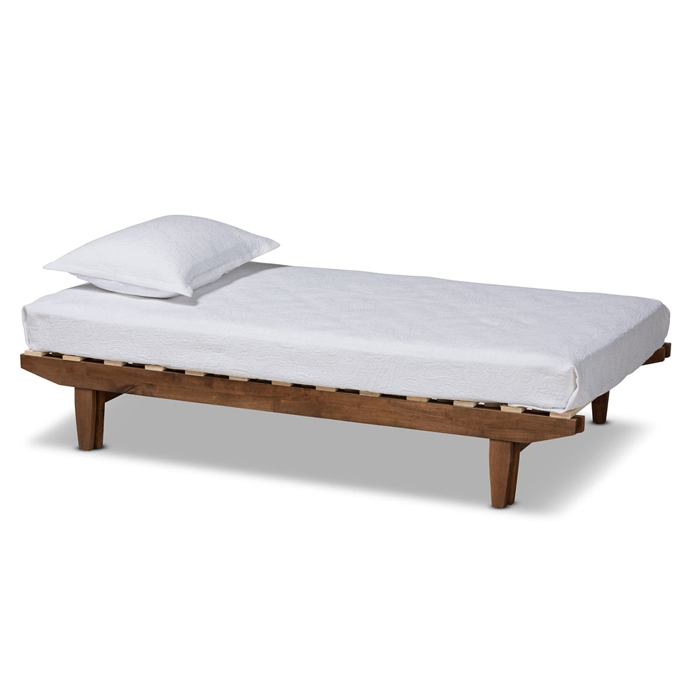 Hiro Walnut Finished Wood Expandable Twin Size To King Size Bed Frame