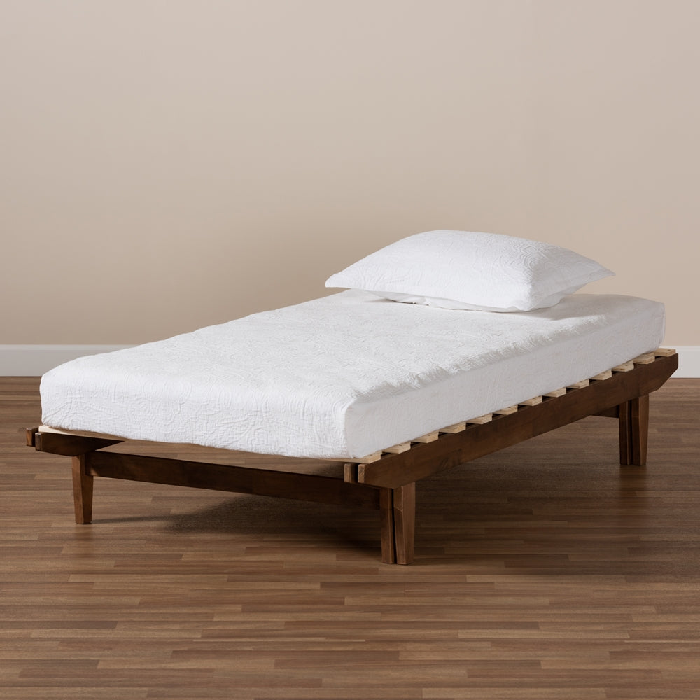 Hiro Walnut Finished Wood Expandable Twin Size To King Size Bed Frame