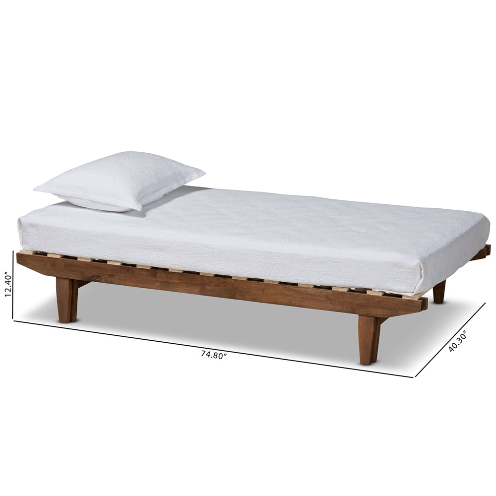 Hiro Walnut Finished Wood Expandable Twin Size To King Size Bed Frame