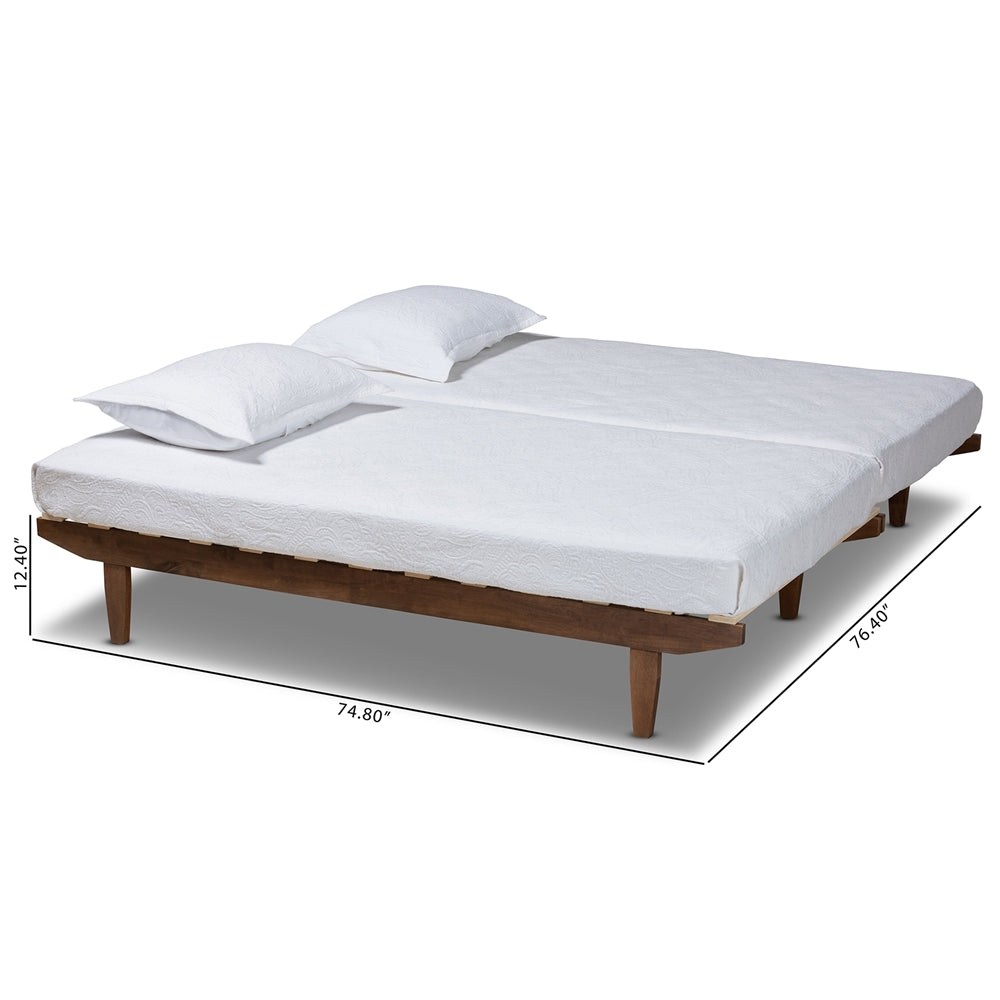 Hiro Walnut Finished Wood Expandable Twin Size To King Size Bed Frame