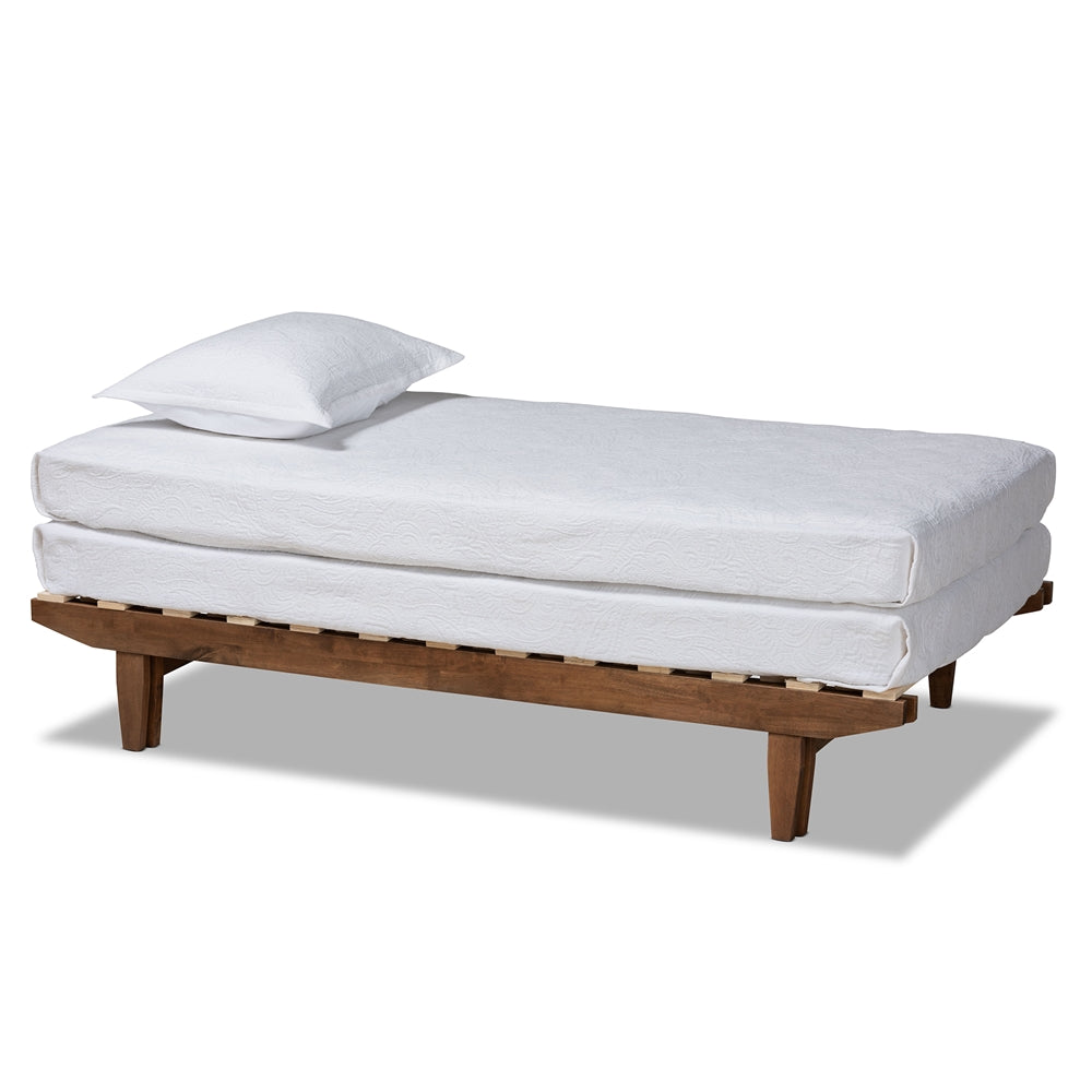 Hiro Walnut Finished Wood Expandable Twin Size To King Size Bed Frame