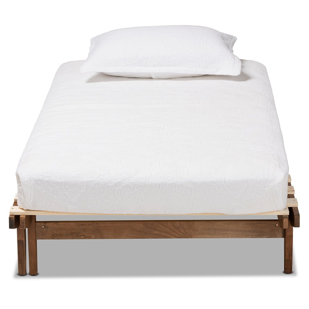 Hiro Walnut Finished Wood Expandable Twin Size To King Size Bed Frame