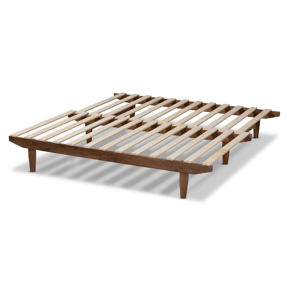 Hiro Walnut Finished Wood Expandable Twin Size To King Size Bed Frame