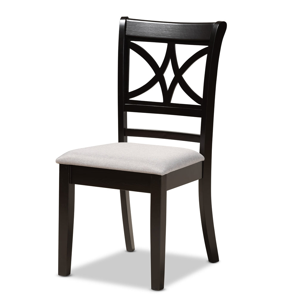 Julia Modern and Contemporary Grey Fabric Upholstered and Dark Brown Finished Wood 5-Piece Dining Set