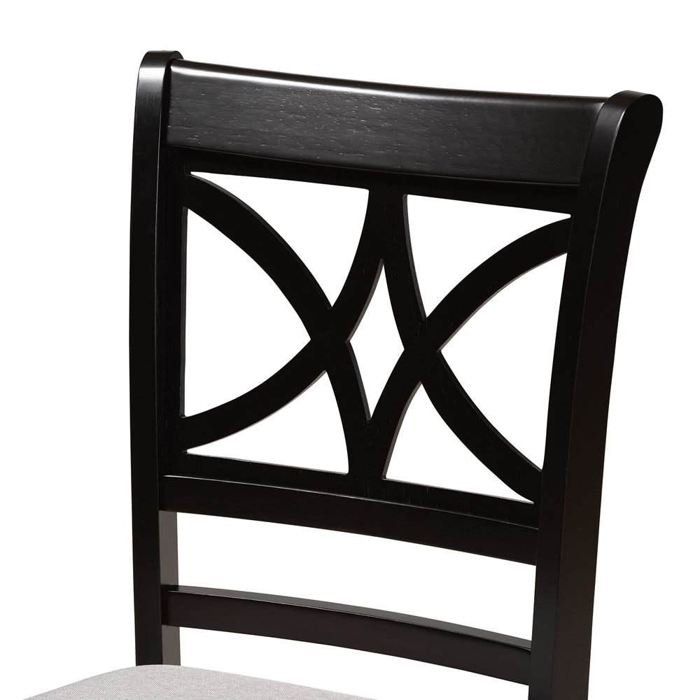Julia Modern and Contemporary Grey Fabric Upholstered and Dark Brown Finished Wood 5-Piece Dining Set