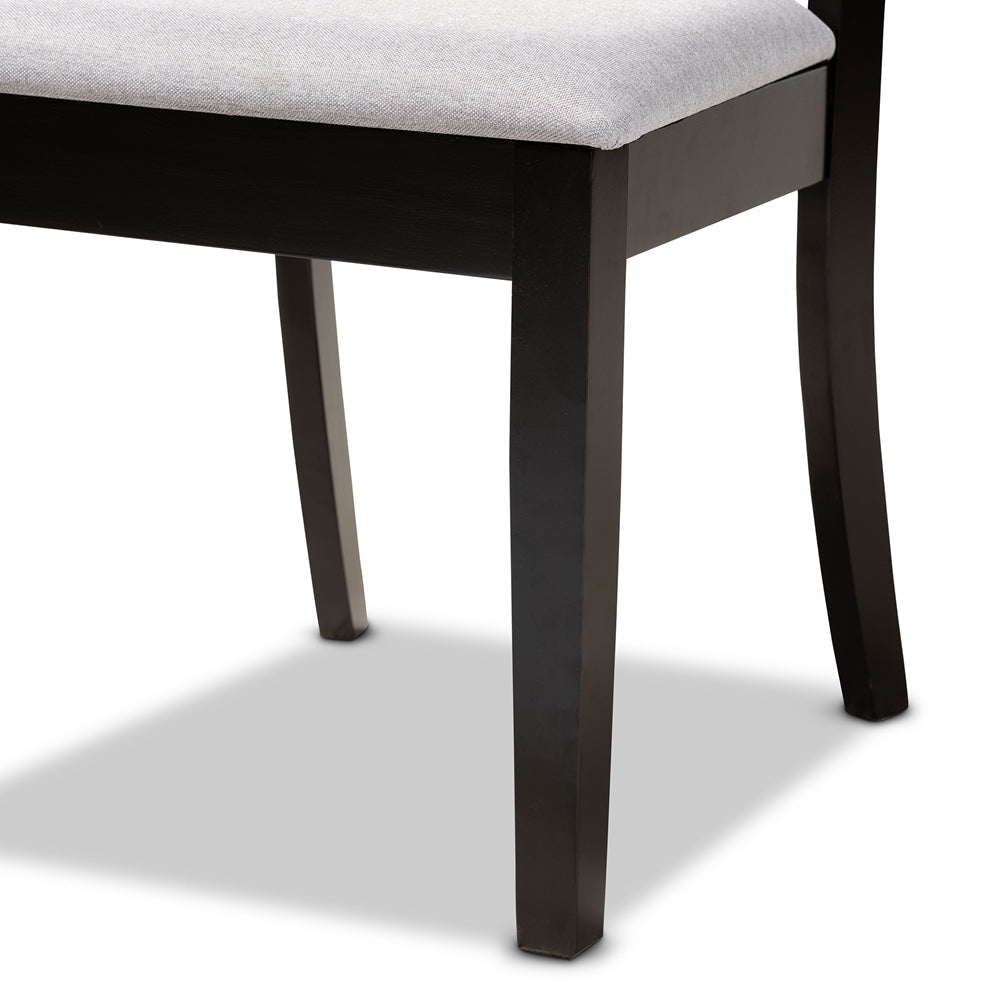 Julia Modern and Contemporary Grey Fabric Upholstered and Dark Brown Finished Wood 5-Piece Dining Set