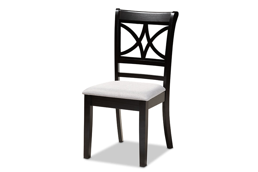 Clarke Modern and Contemporary Grey Fabric Upholstered and Espresso Brown Finished Wood 4-Piece Dining Chair Set