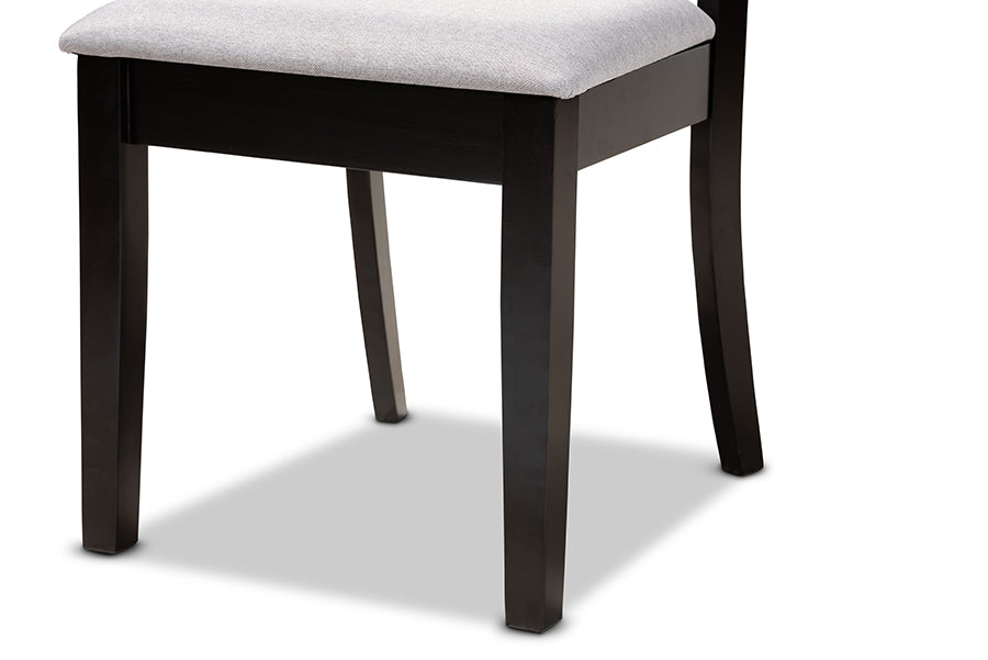 Clarke Modern and Contemporary Grey Fabric Upholstered and Espresso Brown Finished Wood 4-Piece Dining Chair Set