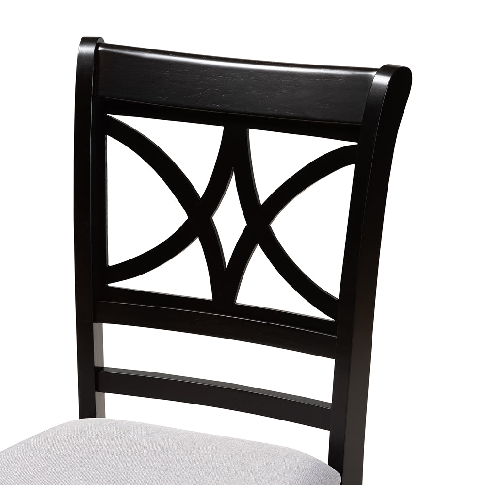 Clarke Modern and Contemporary Grey Fabric Upholstered and Espresso Brown Finished Wood 5-Piece Dining Set