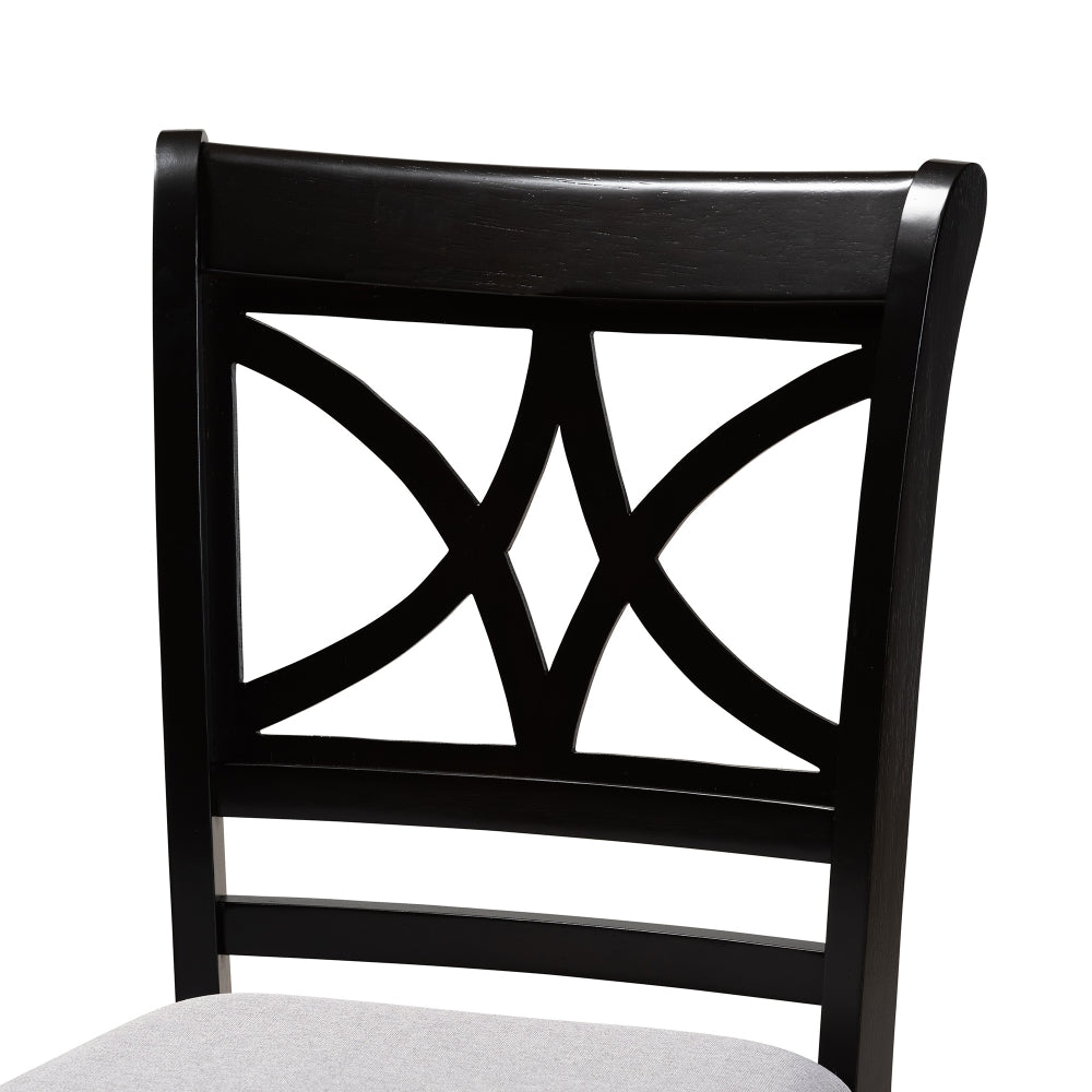Chandler Modern and Contemporary Grey Fabric Upholstered and Espresso Brown Finished Wood 2-Piece Counter Height Pub Chair Set