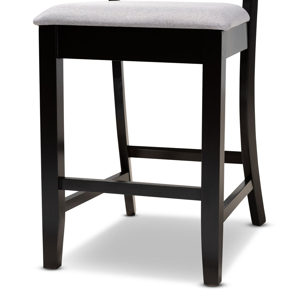 Chandler Modern and Contemporary Grey Fabric Upholstered and Espresso Brown Finished Wood 2-Piece Counter Height Pub Chair Set