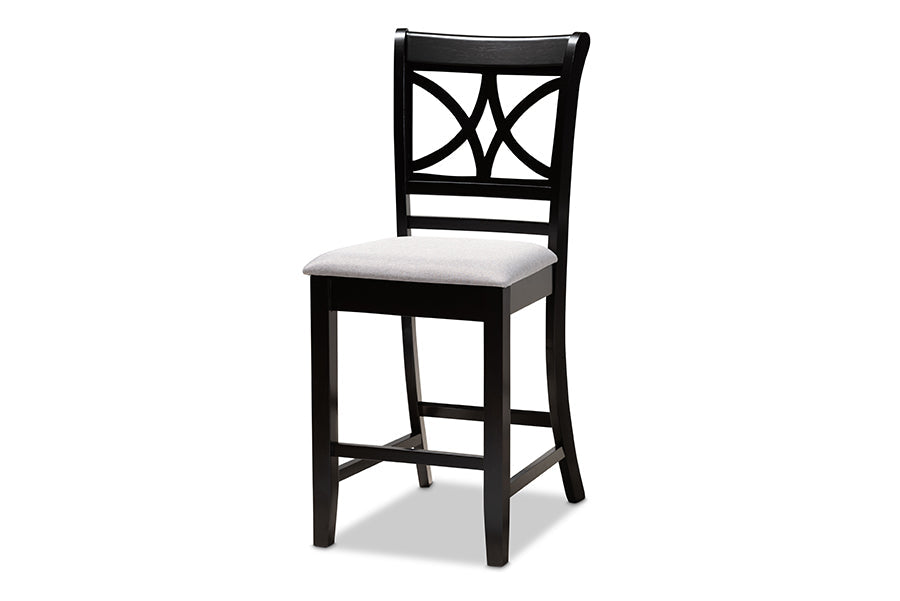 Chandler Modern and Contemporary Grey Fabric Upholstered and Espresso Brown Finished Wood 5-Piece Counter Height Pub Dining Set