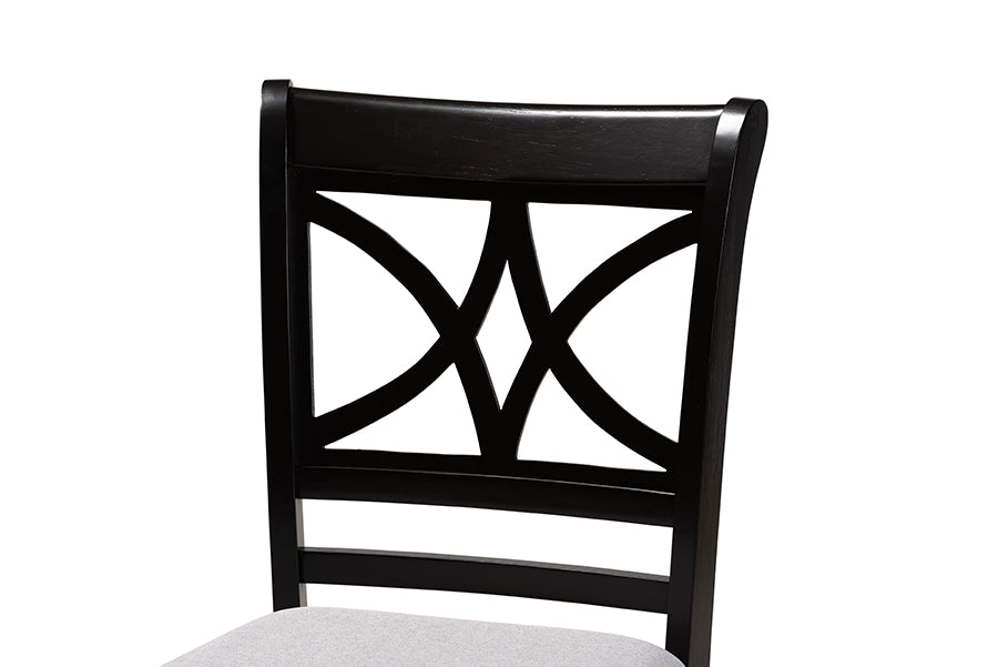 Chandler Modern and Contemporary Grey Fabric Upholstered and Espresso Brown Finished Wood 5-Piece Counter Height Pub Dining Set