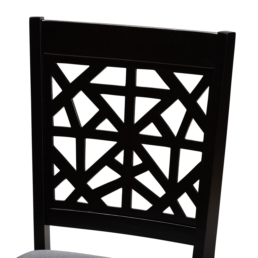 Aiden Modern Grey Fabric and Dark Brown Finished Wood 5-Piece Dining Set