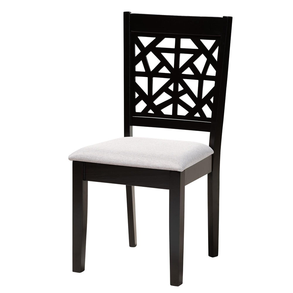 Lena Modern Grey Fabric and Dark Brown Finished Wood 5-Piece Dining Set
