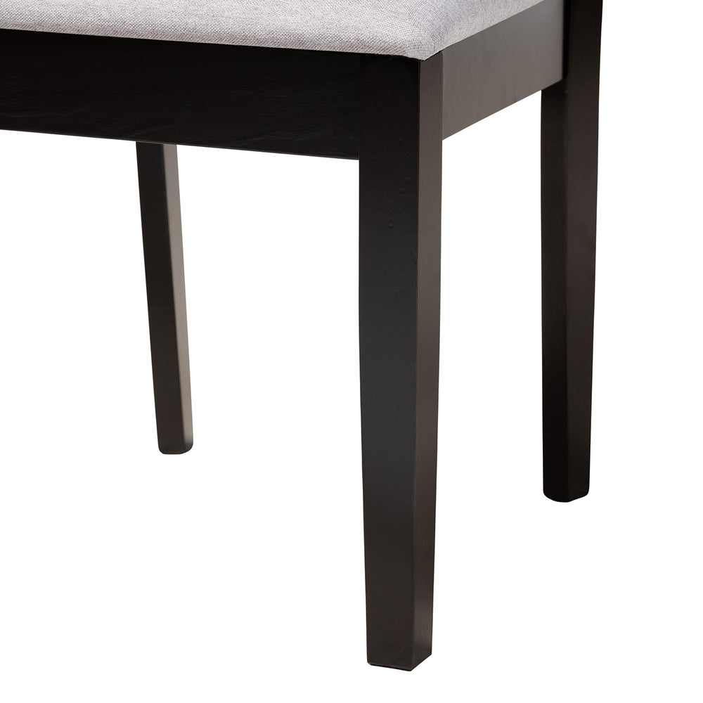 Lena Modern Grey Fabric and Dark Brown Finished Wood 5-Piece Dining Set