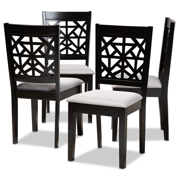 Jackson Modern and Contemporary Grey Fabric Upholstered and Espresso Brown Finished Wood 4-Piece Dining Chair Set