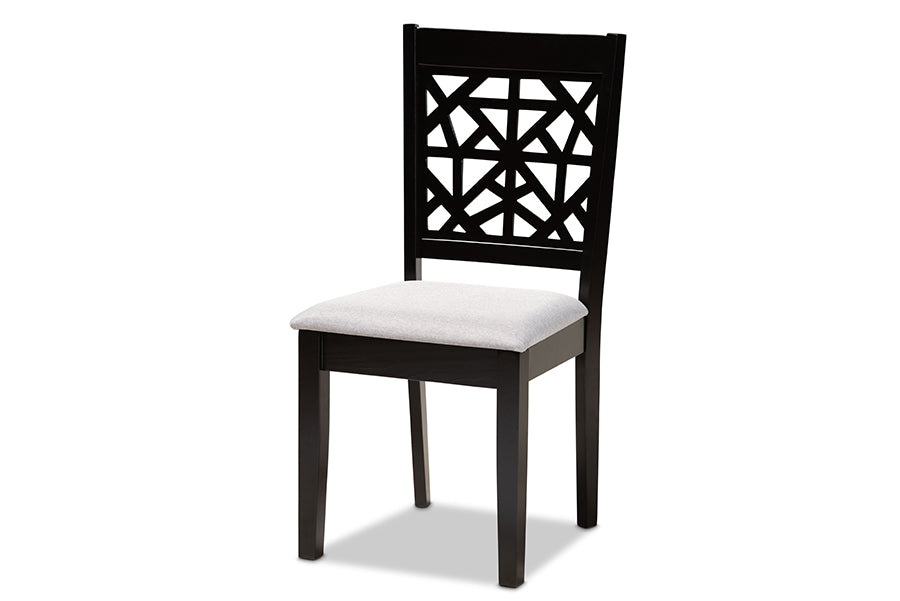 Jackson Modern and Contemporary Grey Fabric Upholstered and Espresso Brown Finished Wood 4-Piece Dining Chair Set