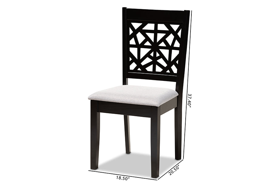Jackson Modern and Contemporary Grey Fabric Upholstered and Espresso Brown Finished Wood 4-Piece Dining Chair Set
