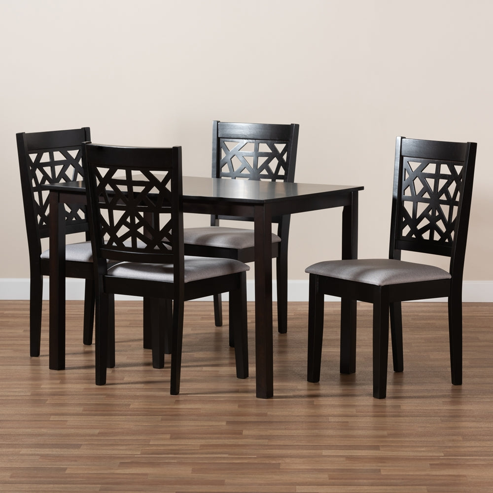 Jackson Modern and Contemporary Grey Fabric Upholstered and Espresso Brown Finished Wood 5-Piece Dining Set
