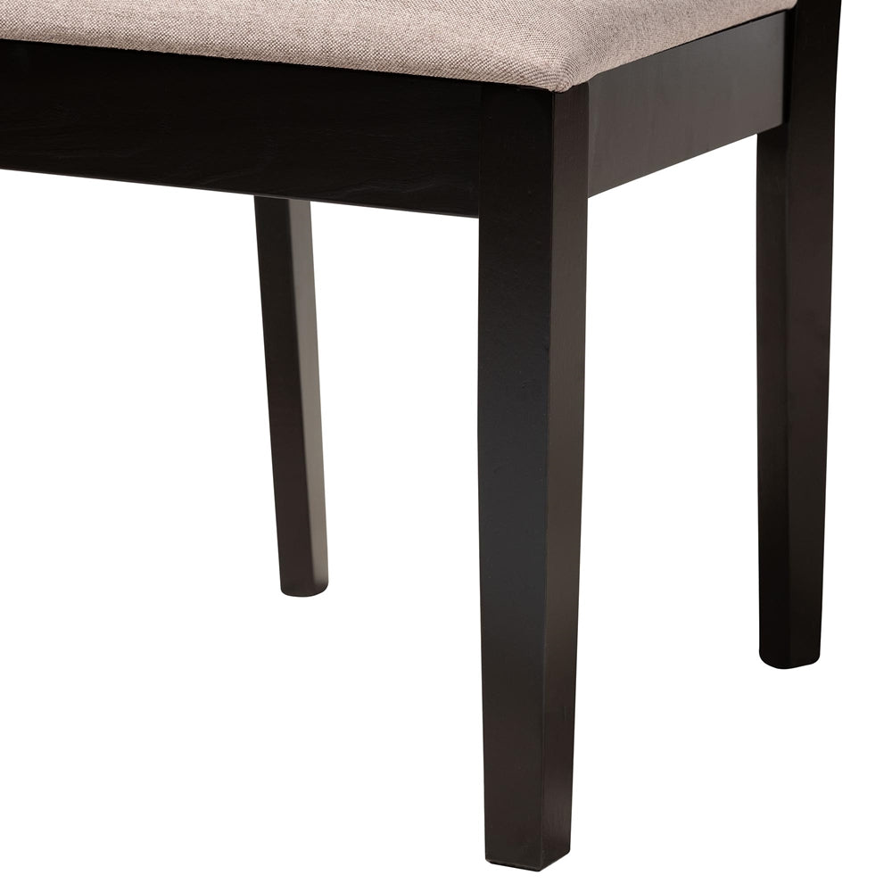 Lena Modern Beige Fabric and Dark Brown Finished Wood 5-Piece Dining Set