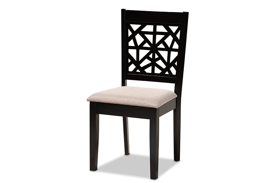 Jackson Modern and Contemporary Sand Fabric Upholstered and Espresso Brown Finished Wood 4-Piece Dining Chair Set