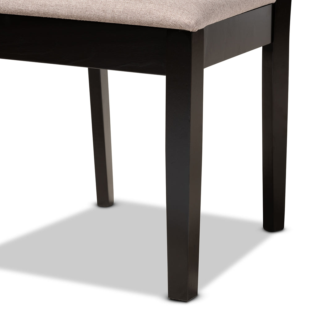 Jackson Modern and Contemporary Sand Fabric Upholstered and Espresso Brown Finished Wood 5-Piece Dining Set