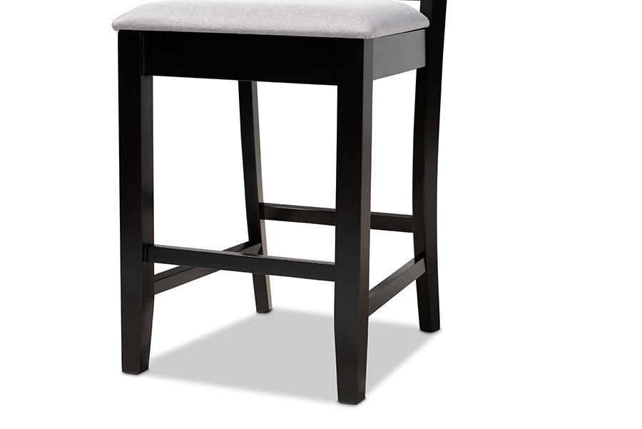 Devon Modern and Contemporary Grey Fabric Upholstered and Espresso Brown Finished Wood 5-Piece Pub Dining Set