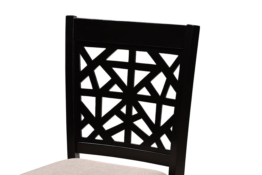 Devon Modern and Contemporary Sand Fabric Upholstered and Espresso Brown Finished Wood 5-Piece Pub Dining Set