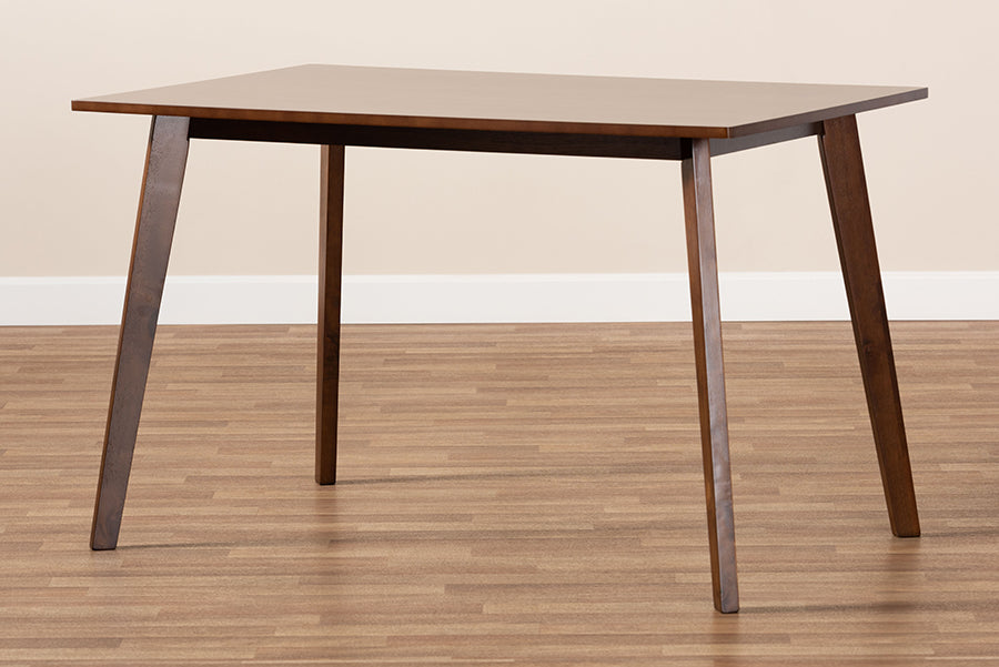 Britte Mid-Century Modern Transitional Walnut Brown Finished Rectangular Wood Dining Table